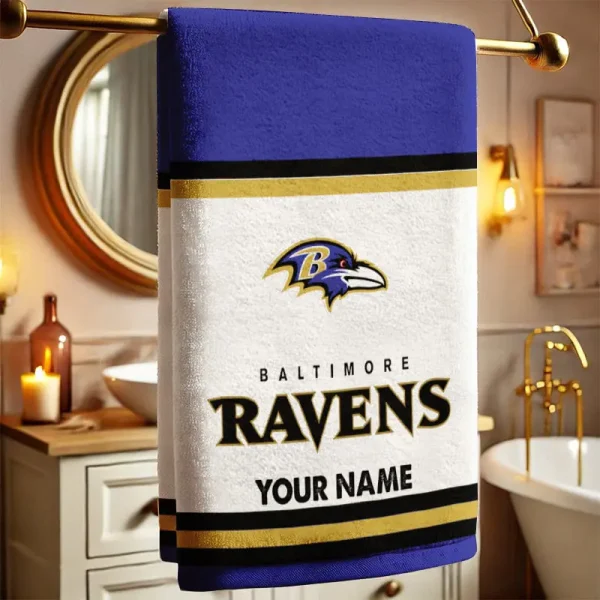 Baltimore Ravens New Bath Towel Custom Any Name Gift For Fan SPTNBATHTOWEL002