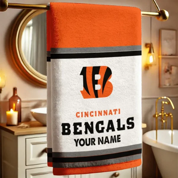 Cincinnati Bengals New Bath Towel Custom Any Name Gift For Fan SPTNBATHTOWEL001