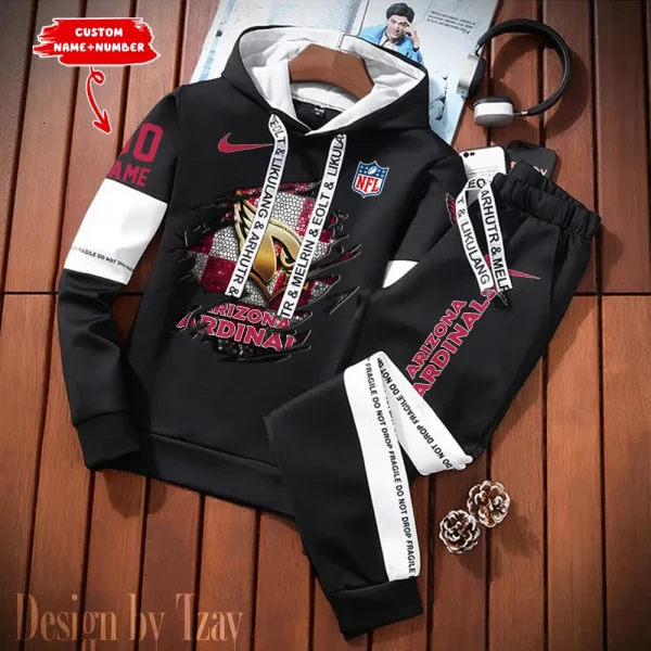 Arizona Cardinals New Fashion Casual Sportswear: Stylish Hooded Sweatshirt and Jogger Pants Set for Men SPTCSSW001 - Image 2