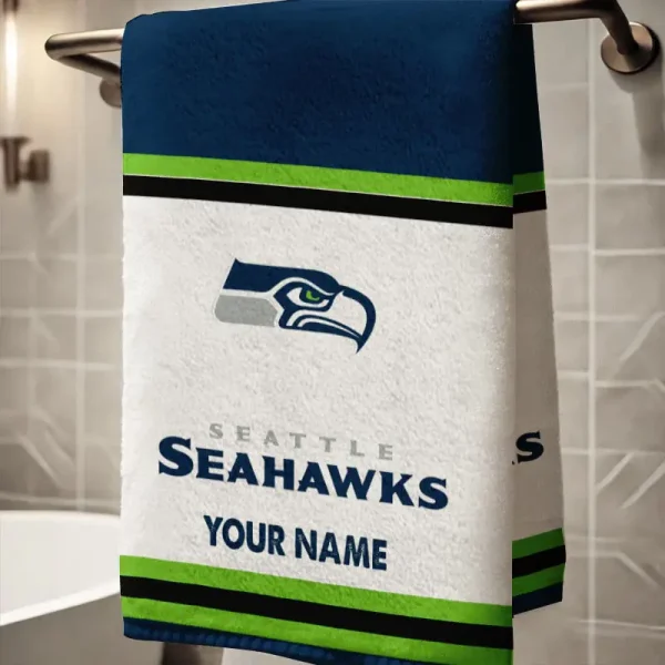 Seattle Seahawks New Bath Towel Custom Any Name Gift For Fan SPTNBATHTOWEL032 - Image 2