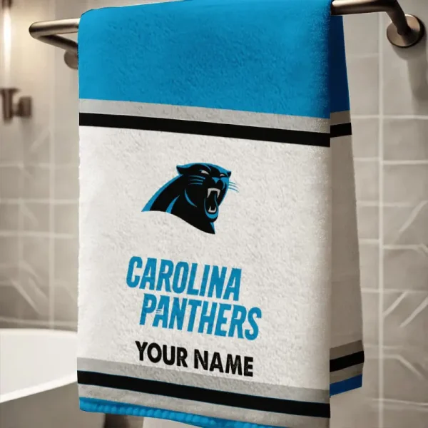 Carolina Panthers New Bath Towel Custom Any Name Gift For Fan SPTNBATHTOWEL030 - Image 2