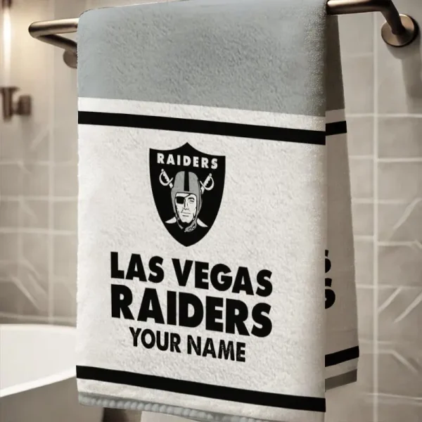 Las Vegas Raiders New Bath Towel Custom Any Name Gift For Fan SPTNBATHTOWEL019 - Image 2