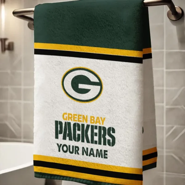 Green Bay Packers New Bath Towel Custom Any Name Gift For Fan SPTNBATHTOWEL018 - Image 2