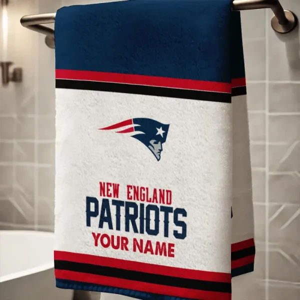 New England Patriots New Bath Towel Custom Any Name Gift For Fan SPTNBATHTOWEL017 - Image 2