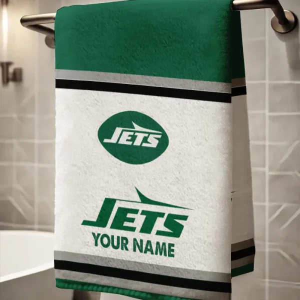 New York Jets New Bath Towel Custom Any Name Gift For Fan SPTNBATHTOWEL016 - Image 2