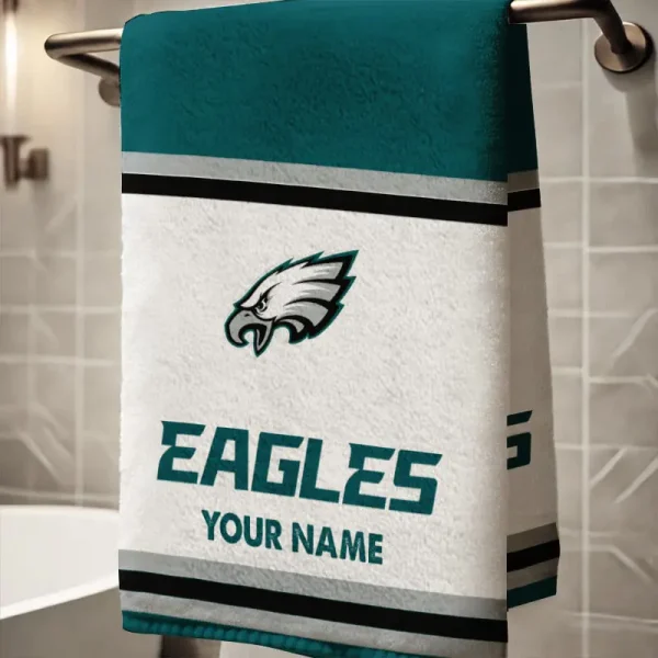 Philadelphia Eagles New Bath Towel Custom Any Name Gift For Fan SPTNBATHTOWEL013 - Image 2