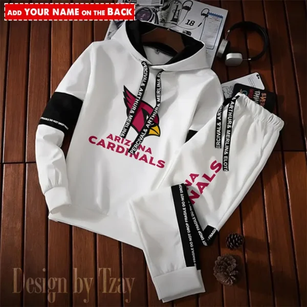 Arizona Cardinals New Fashion Casual Sportswear: Stylish Hooded Sweatshirt and Jogger Pants Set for Men SPTCSSW033