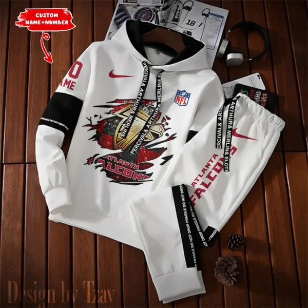Atlanta Falcons New Fashion Casual Sportswear: Stylish Hooded Sweatshirt and Jogger Pants Set for Men SPTCSSW002