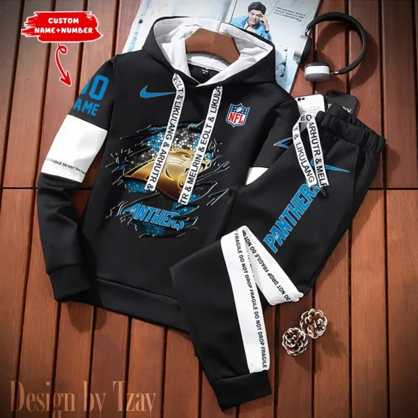 Carolina Panthers New Fashion Casual Sportswear: Stylish Hooded Sweatshirt and Jogger Pants Set for Men SPTCSSW005 - Image 2