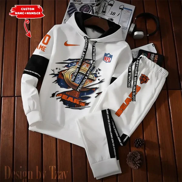 Chicago Bears New Fashion Casual Sportswear: Stylish Hooded Sweatshirt and Jogger Pants Set for Men SPTCSSW006