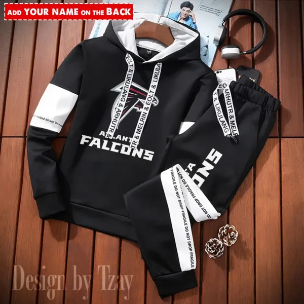 Atlanta Falcons New Fashion Casual Sportswear: Stylish Hooded Sweatshirt and Jogger Pants Set for Men SPTCSSW034