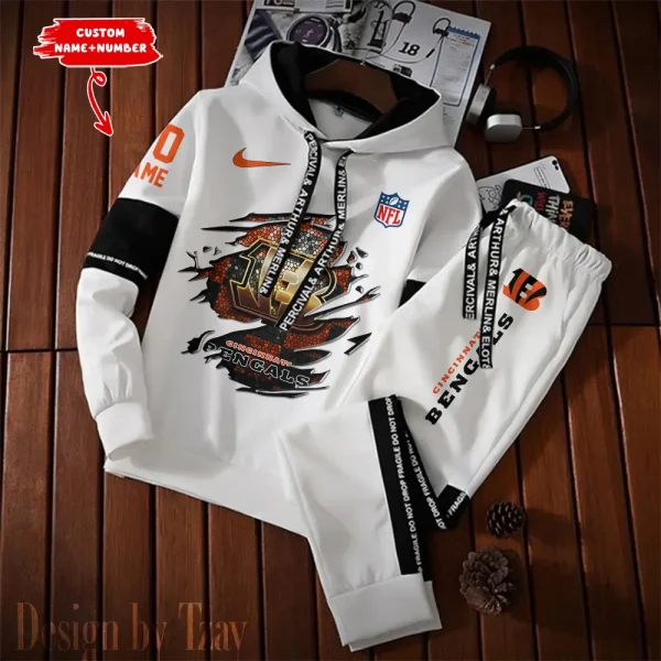 Cincinnati Bengals New Fashion Casual Sportswear: Stylish Hooded Sweatshirt and Jogger Pants Set for Men SPTCSSW007