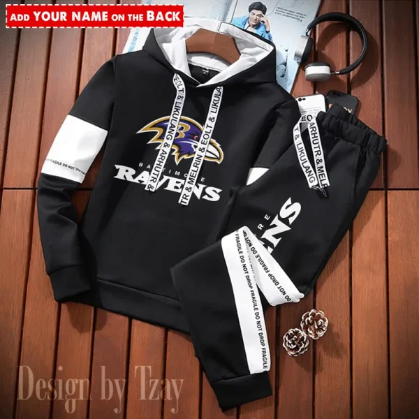 Baltimore Ravens New Fashion Casual Sportswear: Stylish Hooded Sweatshirt and Jogger Pants Set for Men SPTCSSW035 - Image 2