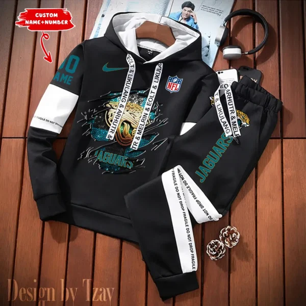 Jacksonville Jaguars New Fashion Casual Sportswear: Stylish Hooded Sweatshirt and Jogger Pants Set for Men SPTCSSW015 - Image 2