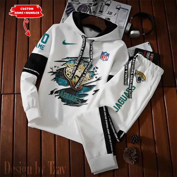 Jacksonville Jaguars New Fashion Casual Sportswear: Stylish Hooded Sweatshirt and Jogger Pants Set for Men SPTCSSW015