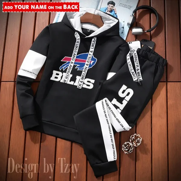 Buffalo Bills New Fashion Casual Sportswear: Stylish Hooded Sweatshirt and Jogger Pants Set for Men SPTCSSW036