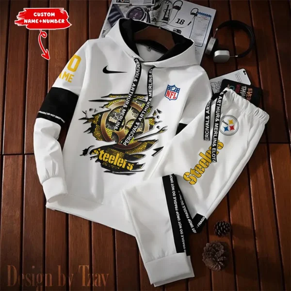 Pittsburgh Steelers New Fashion Casual Sportswear: Stylish Hooded Sweatshirt and Jogger Pants Set for Men SPTCSSW027