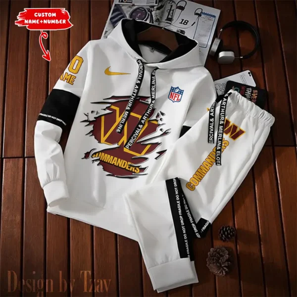 Washington Commanders New Fashion Casual Sportswear: Stylish Hooded Sweatshirt and Jogger Pants Set for Men SPTCSSW032