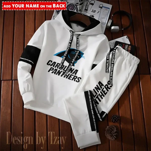 Carolina Panthers New Fashion Casual Sportswear: Stylish Hooded Sweatshirt and Jogger Pants Set for Men SPTCSSW037