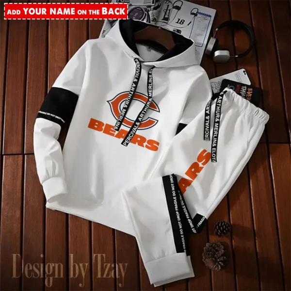 Chicago Bears New Fashion Casual Sportswear: Stylish Hooded Sweatshirt and Jogger Pants Set for Men SPTCSSW038