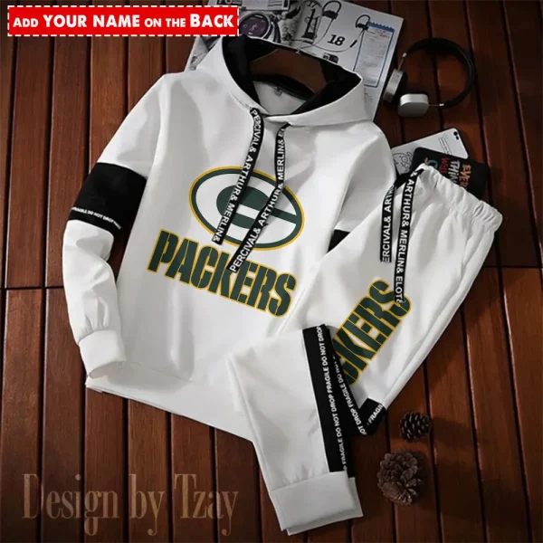 Green Bay Packers New Fashion Casual Sportswear: Stylish Hooded Sweatshirt and Jogger Pants Set for Men SPTCSSW044 - Image 2