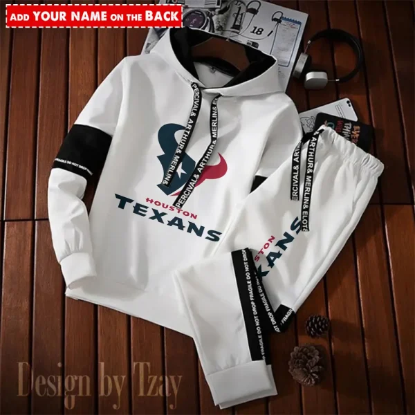 Houston Texans New Fashion Casual Sportswear: Stylish Hooded Sweatshirt and Jogger Pants Set for Men SPTCSSW045