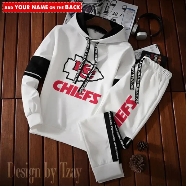 Kansas City Chiefs New Fashion Casual Sportswear: Stylish Hooded Sweatshirt and Jogger Pants Set for Men SPTCSSW048 - Image 2