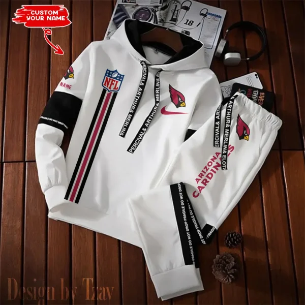 Arizona Cardinals New Fashion Casual Sportswear: Stylish Hooded Sweatshirt and Jogger Pants Set for Men SPTCSSW066