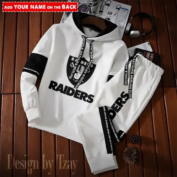 Las Vegas Raiders New Fashion Casual Sportswear: Stylish Hooded Sweatshirt and Jogger Pants Set for Men SPTCSSW049