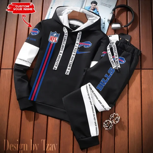 Buffalo Bills New Fashion Casual Sportswear: Stylish Hooded Sweatshirt and Jogger Pants Set for Men SPTCSSW069 - Image 2