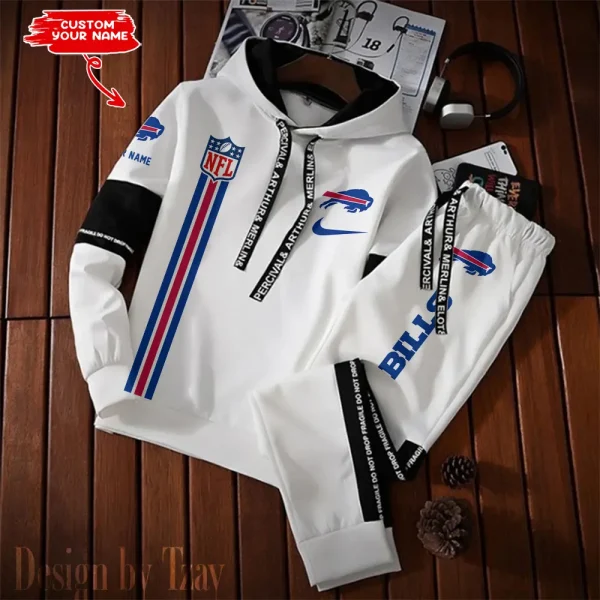 Buffalo Bills New Fashion Casual Sportswear: Stylish Hooded Sweatshirt and Jogger Pants Set for Men SPTCSSW069