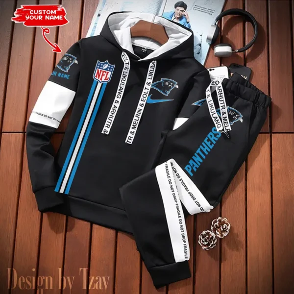 Carolina Panthers New Fashion Casual Sportswear: Stylish Hooded Sweatshirt and Jogger Pants Set for Men SPTCSSW070 - Image 2