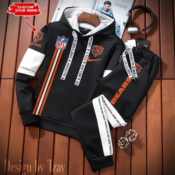 Chicago Bears New Fashion Casual Sportswear: Stylish Hooded Sweatshirt and Jogger Pants Set for Men SPTCSSW071 - Image 2