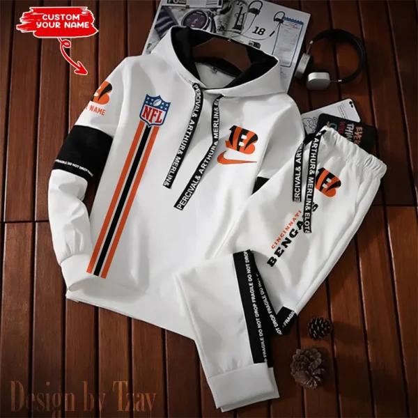 Cincinnati Bengals New Fashion Casual Sportswear: Stylish Hooded Sweatshirt and Jogger Pants Set for Men SPTCSSW072