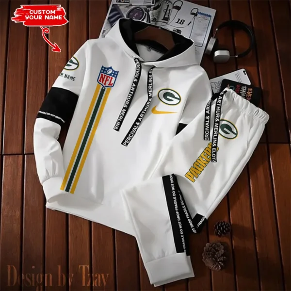 Green Bay Packers New Fashion Casual Sportswear: Stylish Hooded Sweatshirt and Jogger Pants Set for Men SPTCSSW077