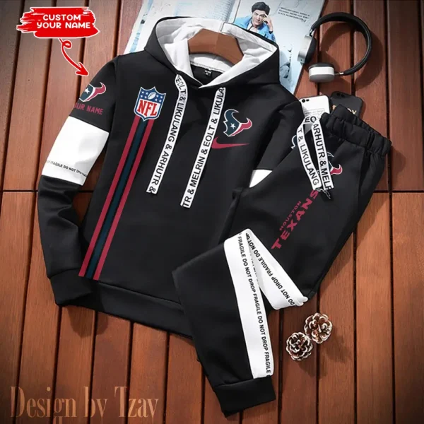 Houston Texans New Fashion Casual Sportswear: Stylish Hooded Sweatshirt and Jogger Pants Set for Men SPTCSSW078 - Image 2