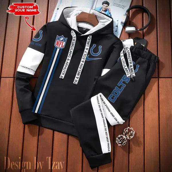 Indianapolis Colts New Fashion Casual Sportswear: Stylish Hooded Sweatshirt and Jogger Pants Set for Men SPTCSSW079 - Image 2