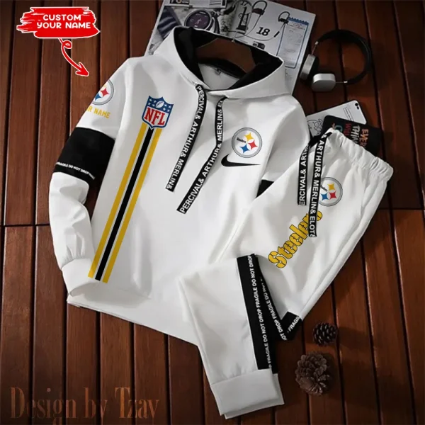 Pittsburgh Steelers New Fashion Casual Sportswear: Stylish Hooded Sweatshirt and Jogger Pants Set for Men SPTCSSW092