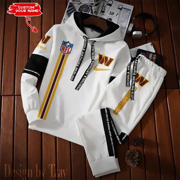 Washington Commanders New Fashion Casual Sportswear: Stylish Hooded Sweatshirt and Jogger Pants Set for Men SPTCSSW097