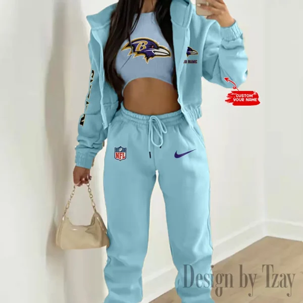 Baltimore Ravens Women's Outfit Winter Athleisure 3 Piece Set SPTWAL3PS069 - Image 3