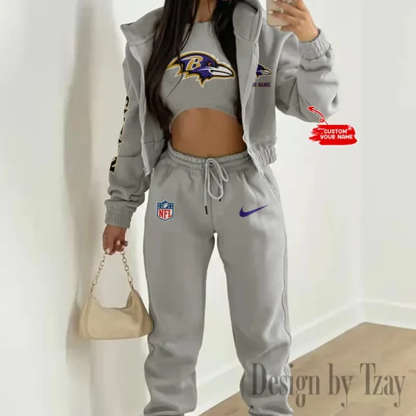 Baltimore Ravens Women's Outfit Winter Athleisure 3 Piece Set SPTWAL3PS069 - Image 4