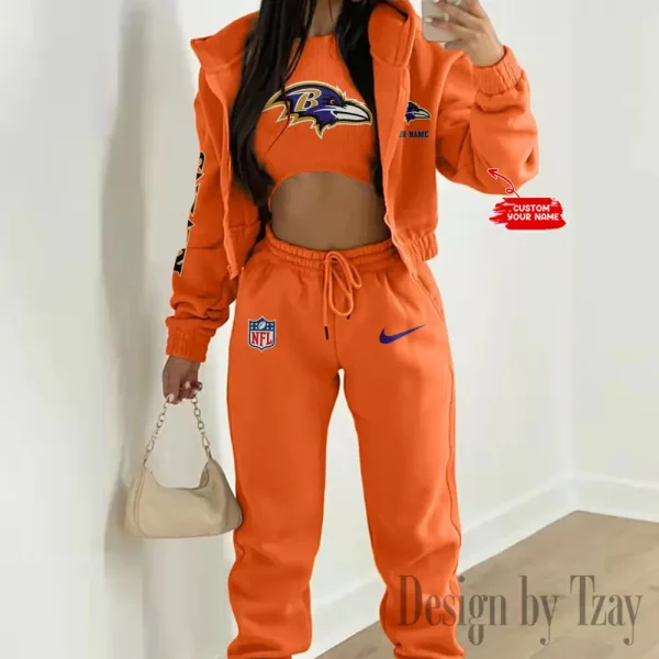 Baltimore Ravens Women's Outfit Winter Athleisure 3 Piece Set SPTWAL3PS069 - Image 6