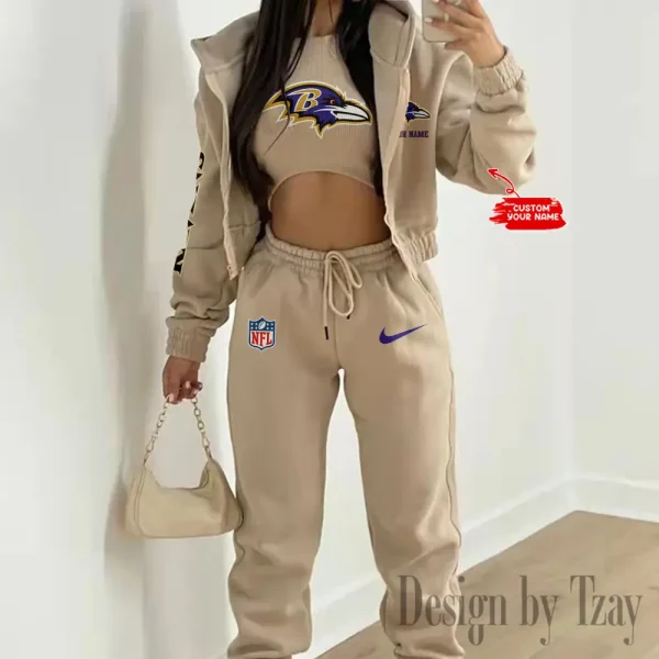 Baltimore Ravens Women's Outfit Winter Athleisure 3 Piece Set SPTWAL3PS069 - Image 10