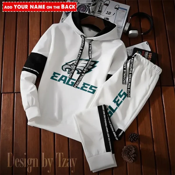 Philadelphia Eagles New Fashion Casual Sportswear: Stylish Hooded Sweatshirt and Jogger Pants Set for Men SPTCSSW058