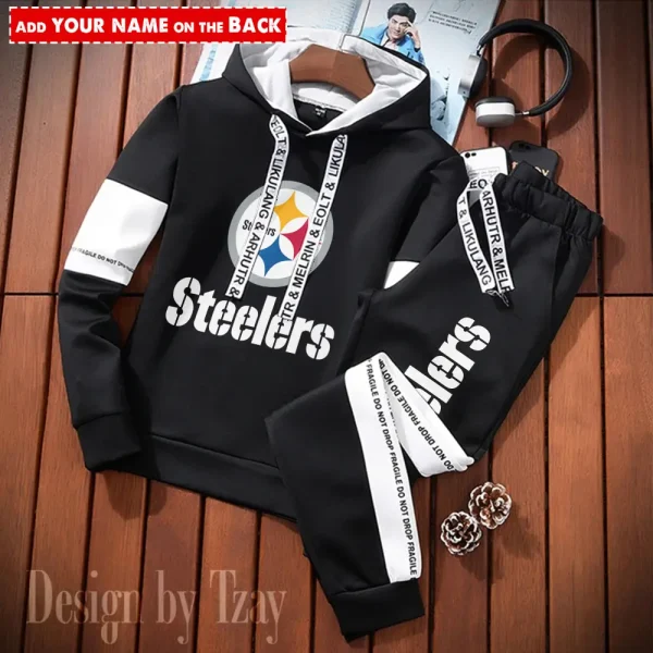 Pittsburgh Steelers New Fashion Casual Sportswear: Stylish Hooded Sweatshirt and Jogger Pants Set for Men SPTCSSW059