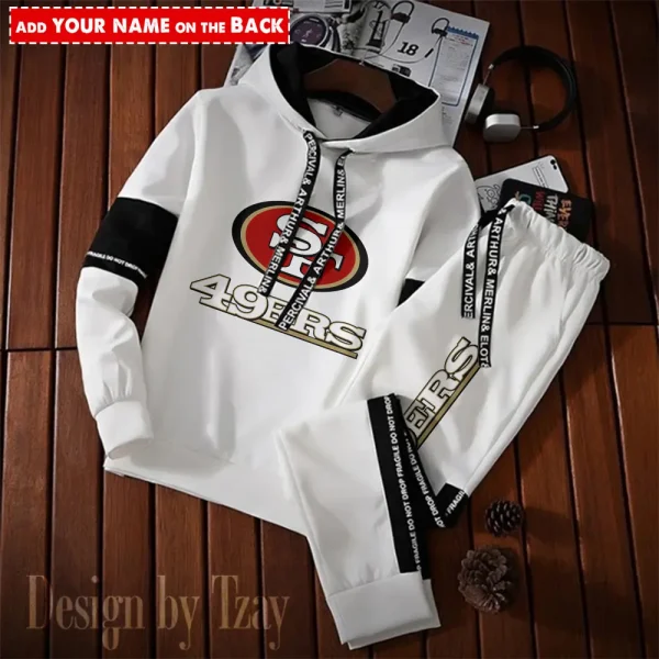 San Francisco 49ers New Fashion Casual Sportswear: Stylish Hooded Sweatshirt and Jogger Pants Set for Men SPTCSSW060 - Image 2