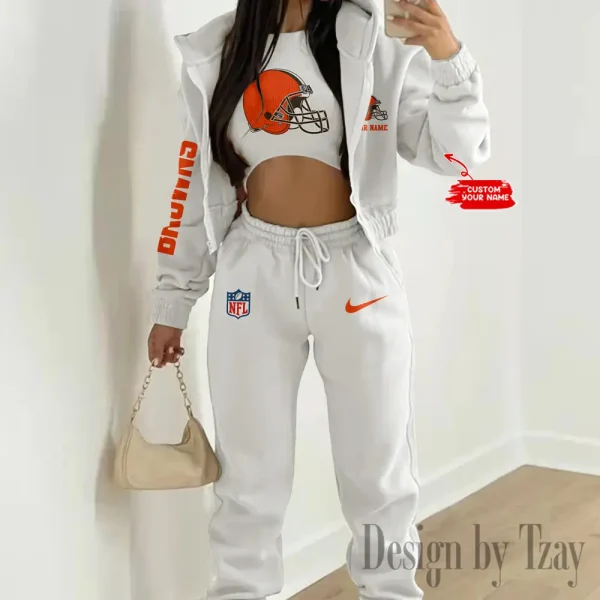 Cleveland Browns Women's Outfit Winter Athleisure 3 Piece Set SPTWAL3PS071 - Image 4