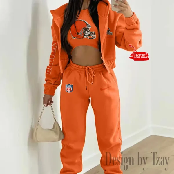 Cleveland Browns Women's Outfit Winter Athleisure 3 Piece Set SPTWAL3PS071 - Image 6