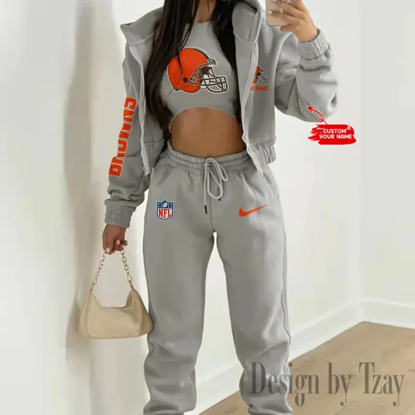 Cleveland Browns Women's Outfit Winter Athleisure 3 Piece Set SPTWAL3PS071 - Image 8