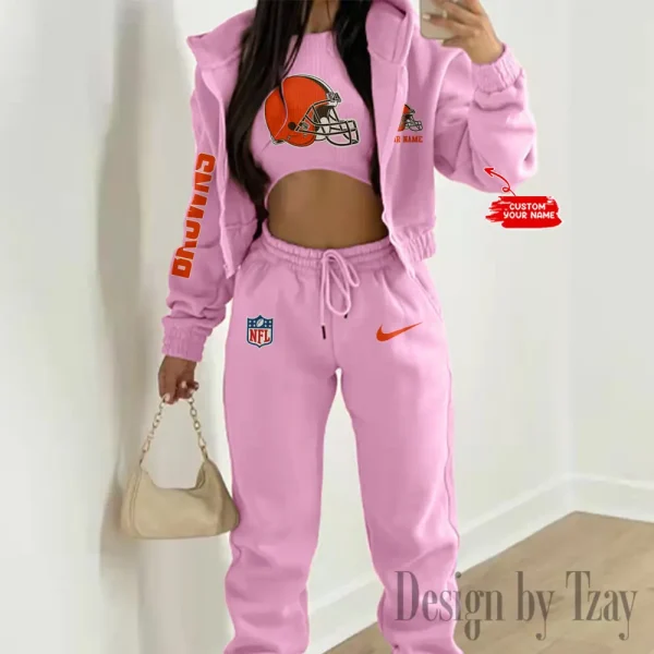 Cleveland Browns Women's Outfit Winter Athleisure 3 Piece Set SPTWAL3PS071 - Image 10